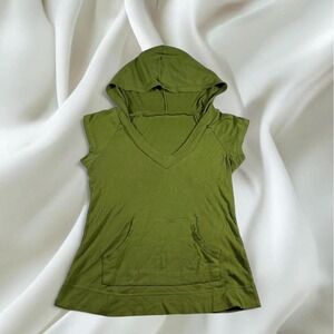 Green hooded sleeveless sweater y2k vintage mcbling